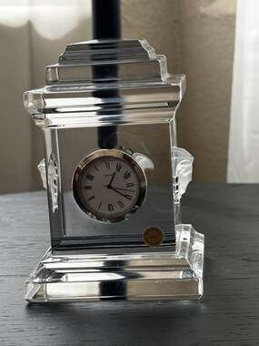 Versace by Rosenthal Crystal Medusa Lumiere Desk Clock 5"